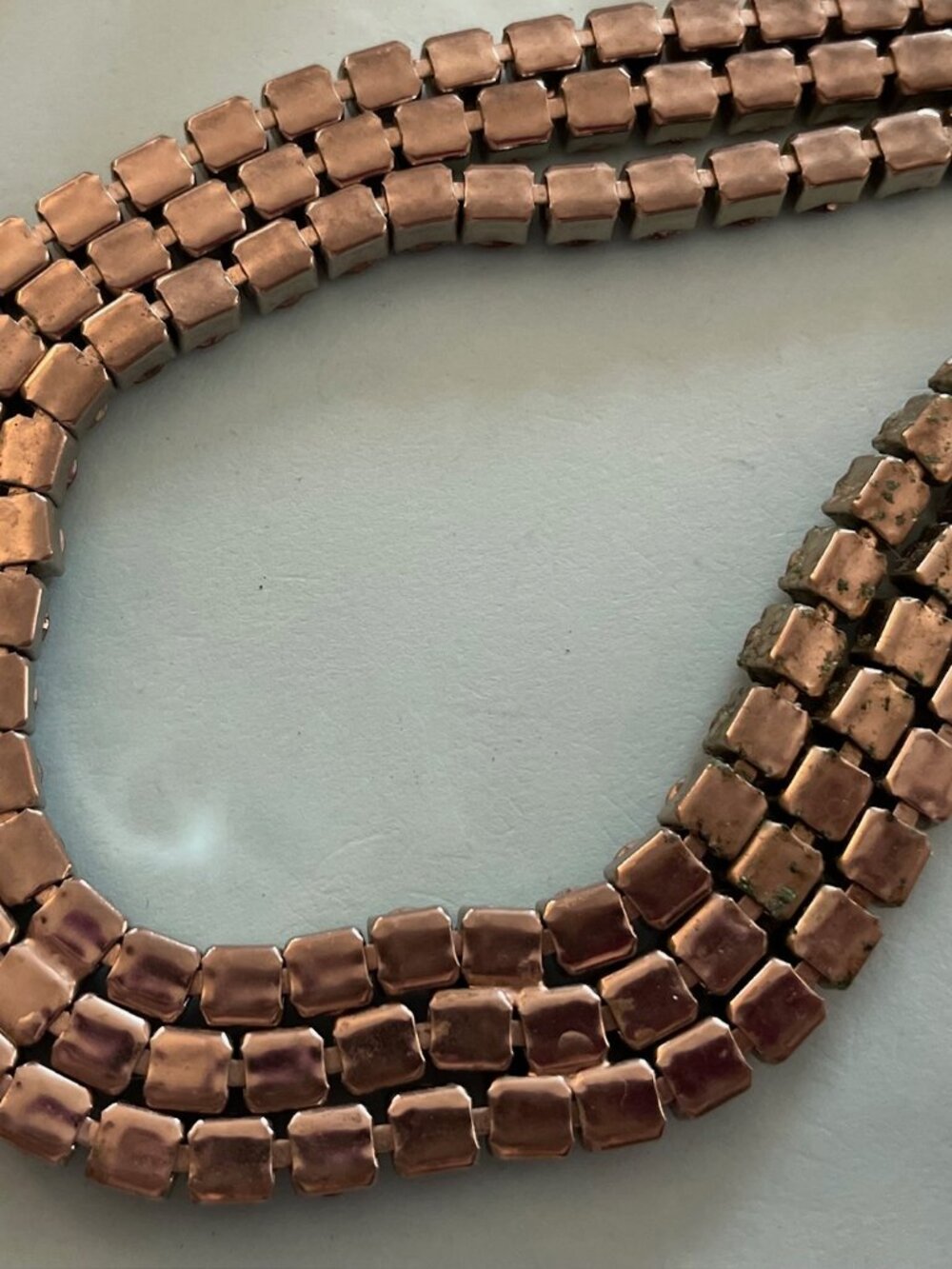 Vintage Necklace Choker Pink Rhinestone Retro 95 grams 14-16" Patina Art Deco - Picture 8 of 11